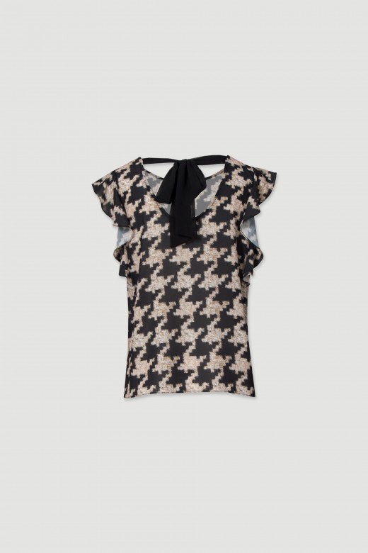 Printed blouse with bow at the back