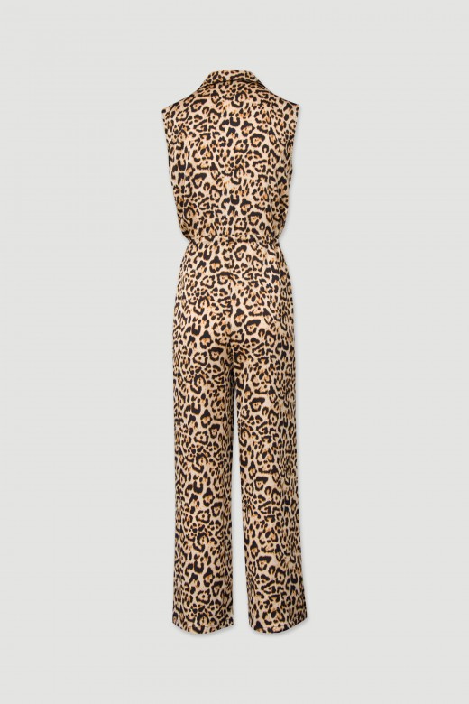 Fluid jumpsuit with animal print