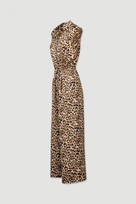 Fluid jumpsuit with animal print