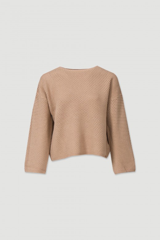 Perforated knit sweater