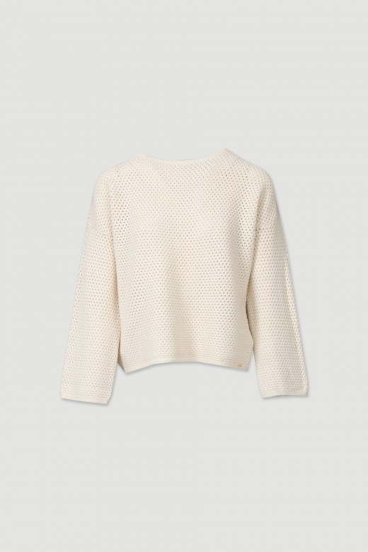 Perforated knit sweater