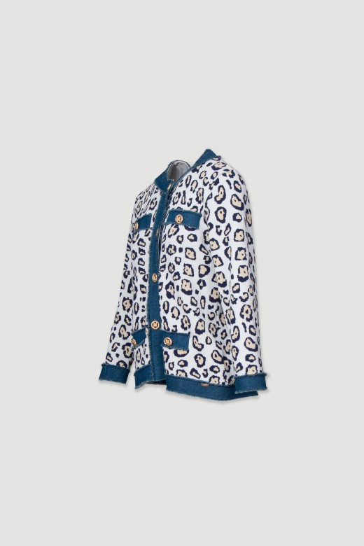 Chaqueta de punto con estampado animal