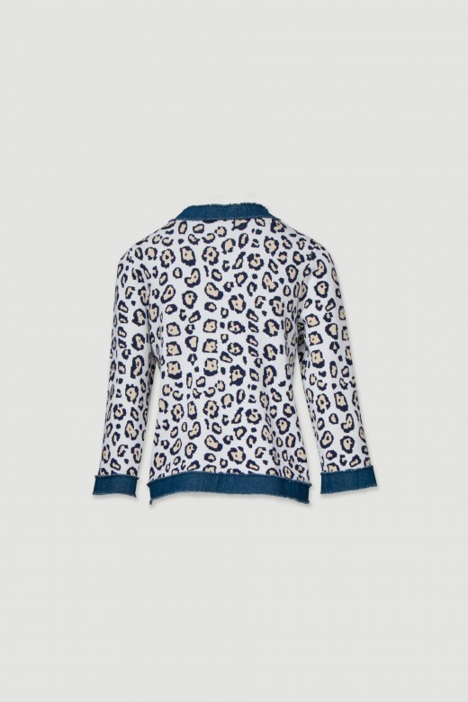 Animal print knit cardigan