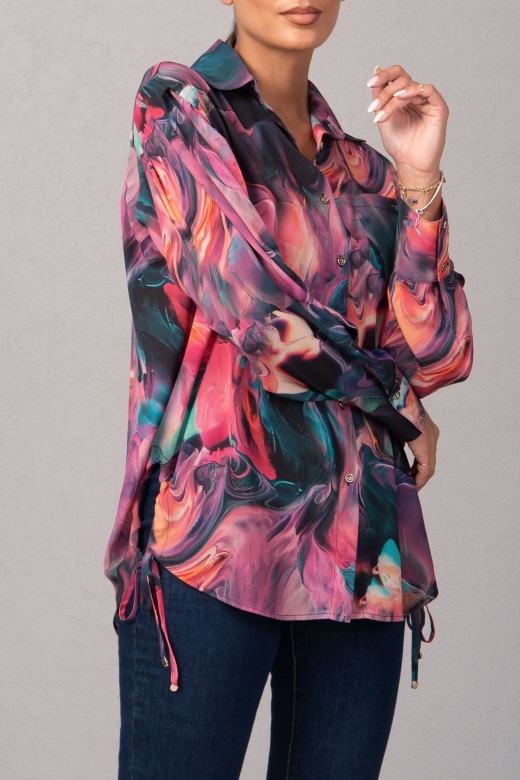 Blouse with printed front pocket