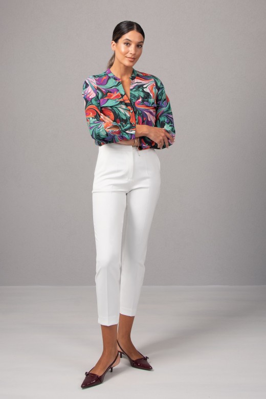 Printed v-neck blouse