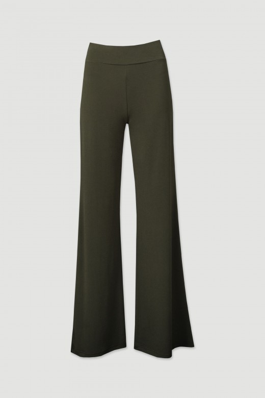 High-waisted knit palazzo pants