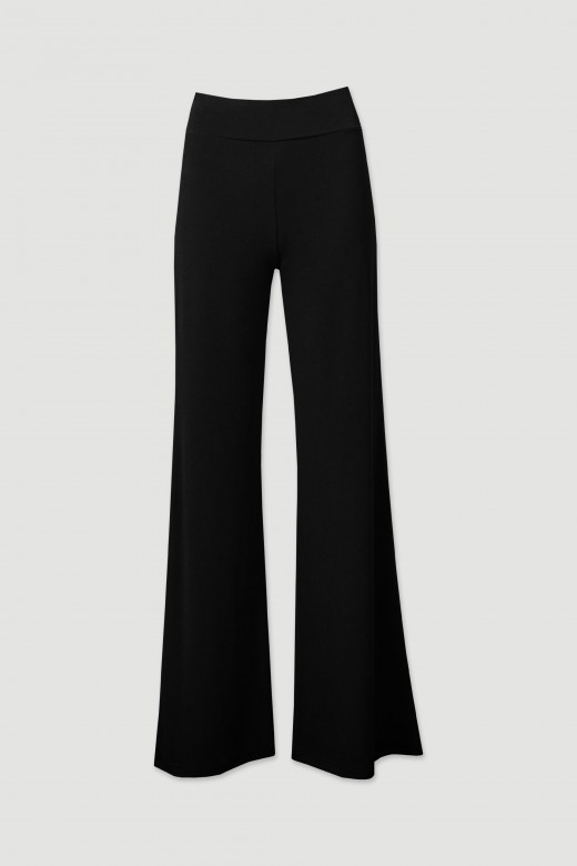 Pantalon palazzo en maille taille haute