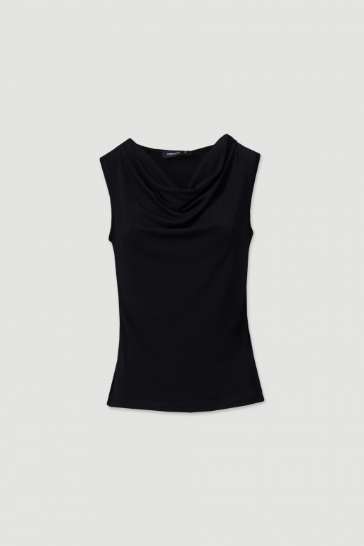 Knit top with draped neckline