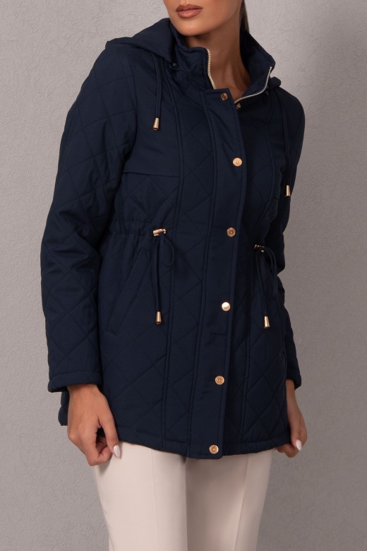 Quilted parka with removable hood