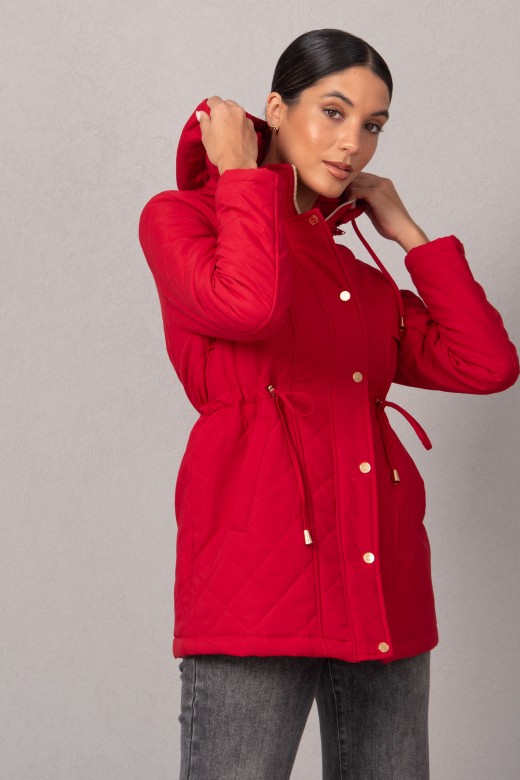 Quilted parka with removable hood