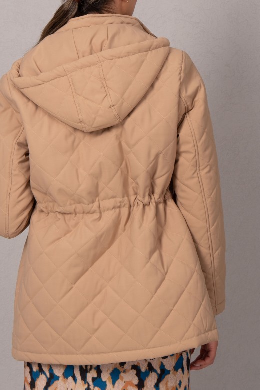 Quilted parka with removable hood