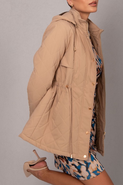 Quilted parka with removable hood