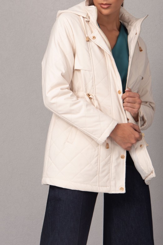 Quilted parka with removable hood