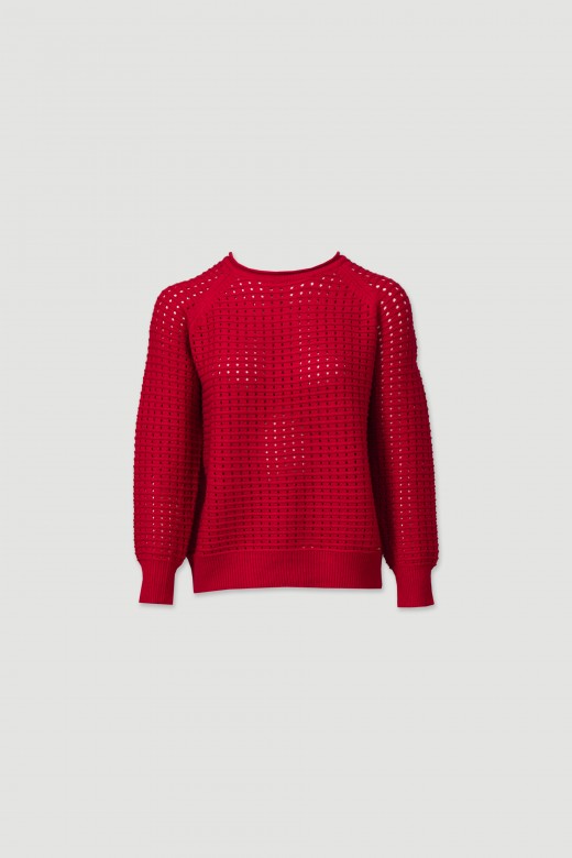 Perforated knit sweater