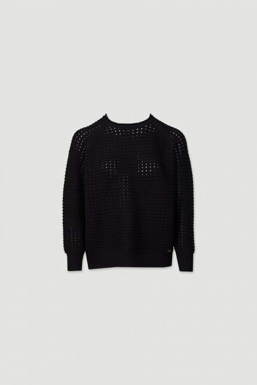 Perforated knit sweater