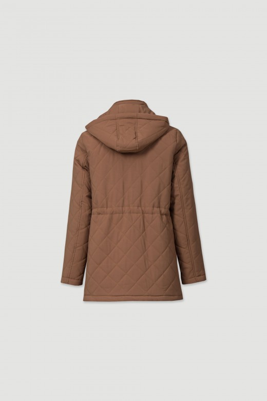 Quilted parka with removable hood