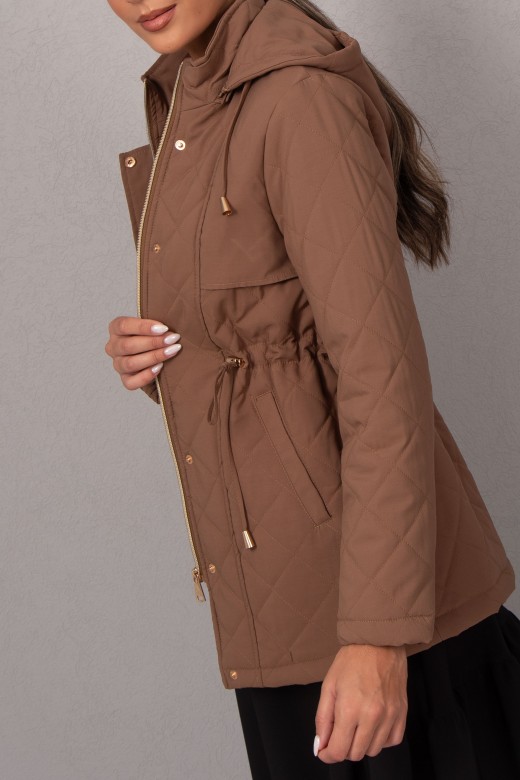 Quilted parka with removable hood