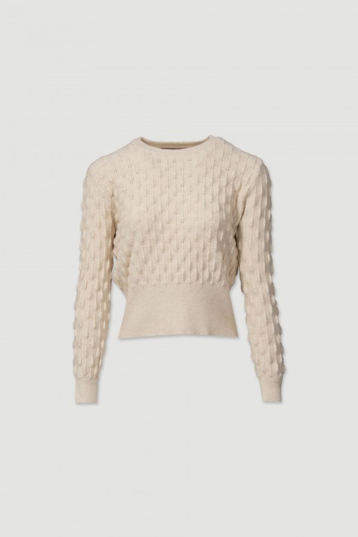 Knitted sweater with intricate detailing