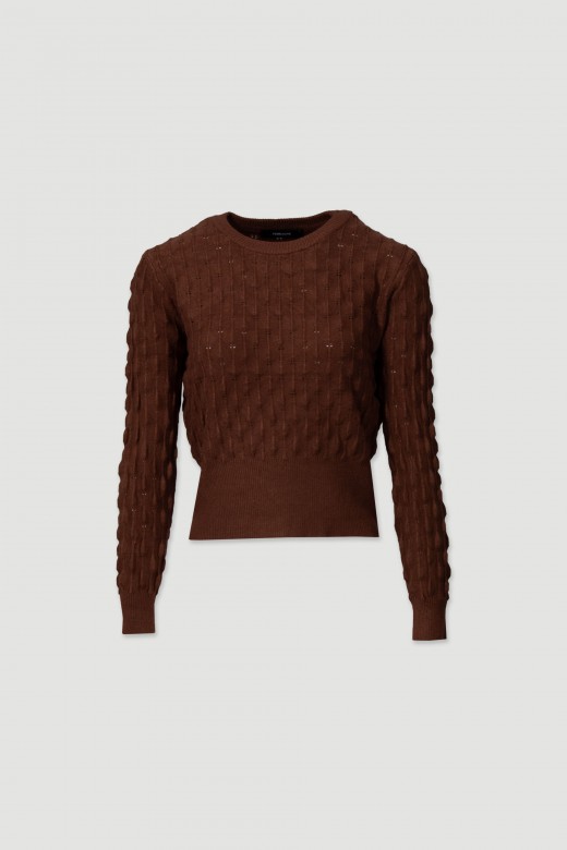 Knitted sweater with intricate detailing