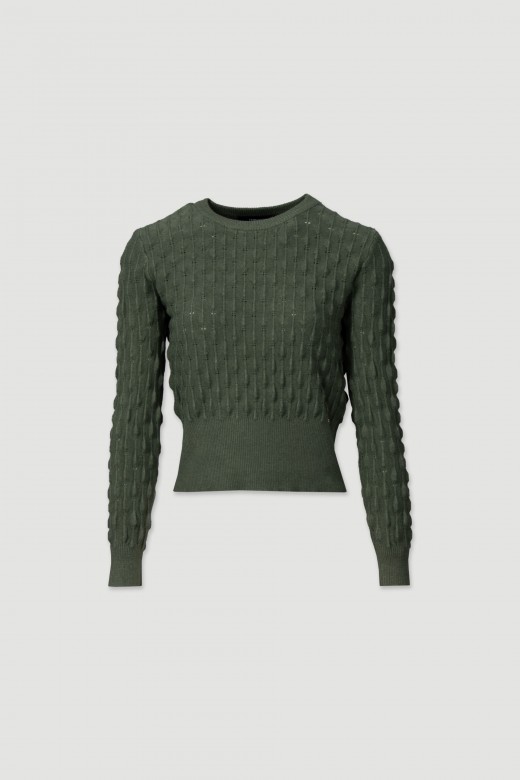 Knitted sweater with intricate detailing