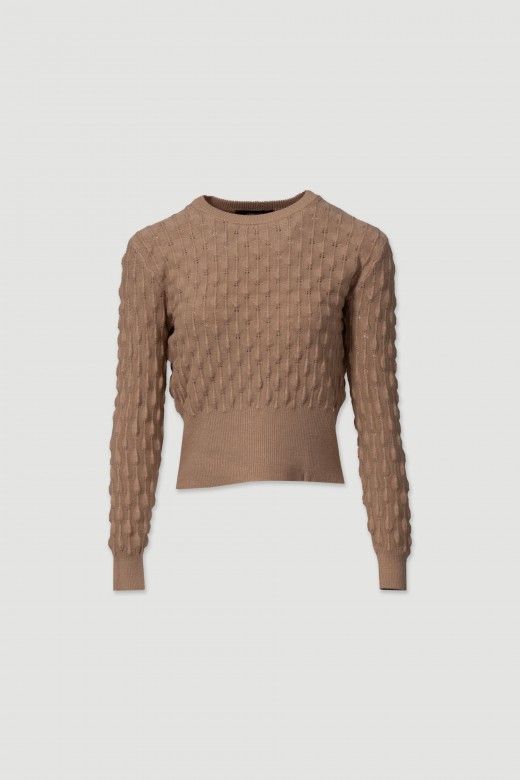 Knitted sweater with intricate detailing