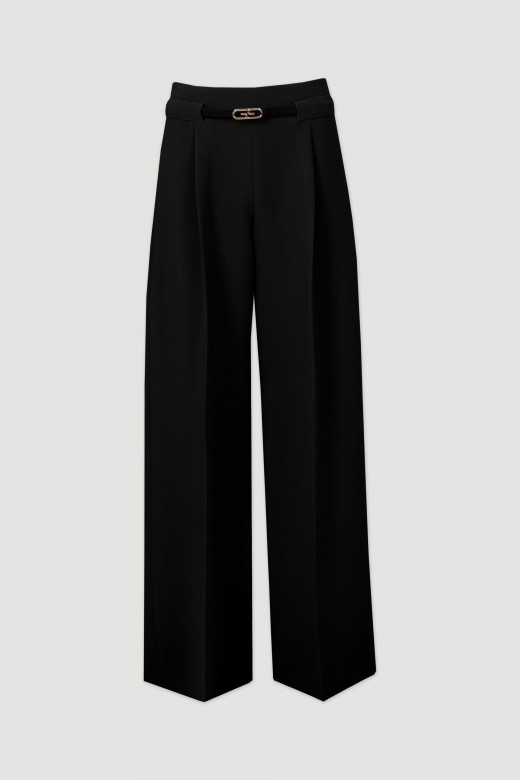 Wide-leg trousers with belt