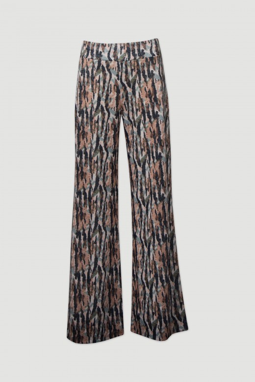 Printed knit palazzo pants