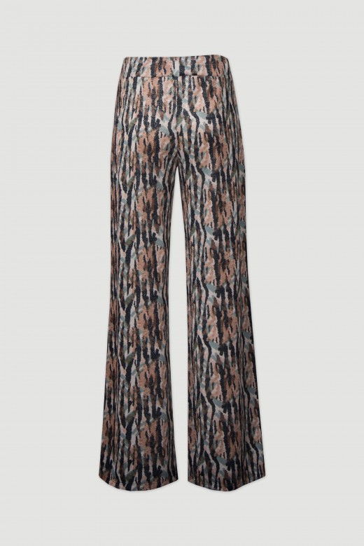 Printed knit palazzo pants