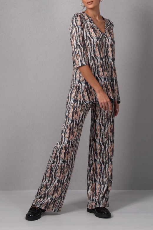 Printed knit palazzo pants