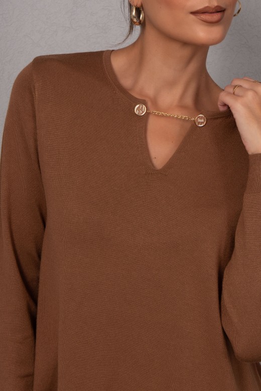 Knit tunic with metal detail