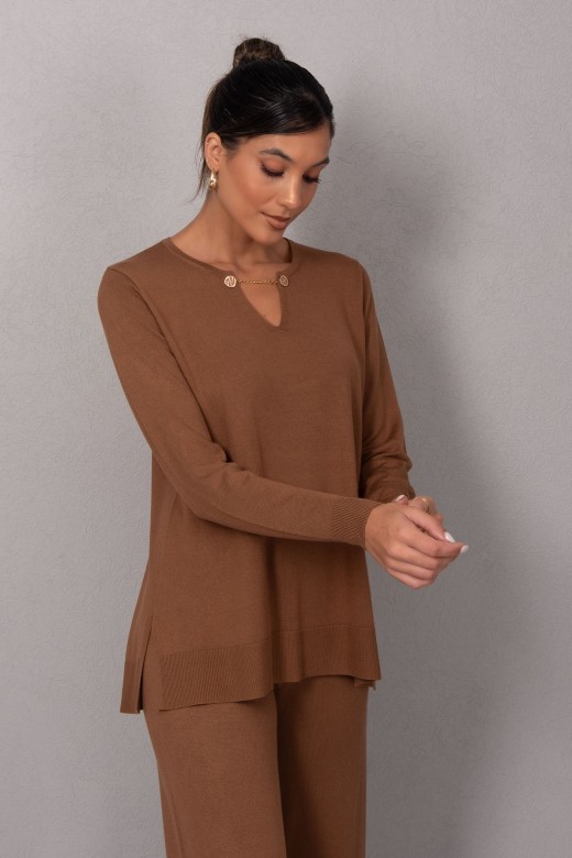 Knit tunic with metal detail