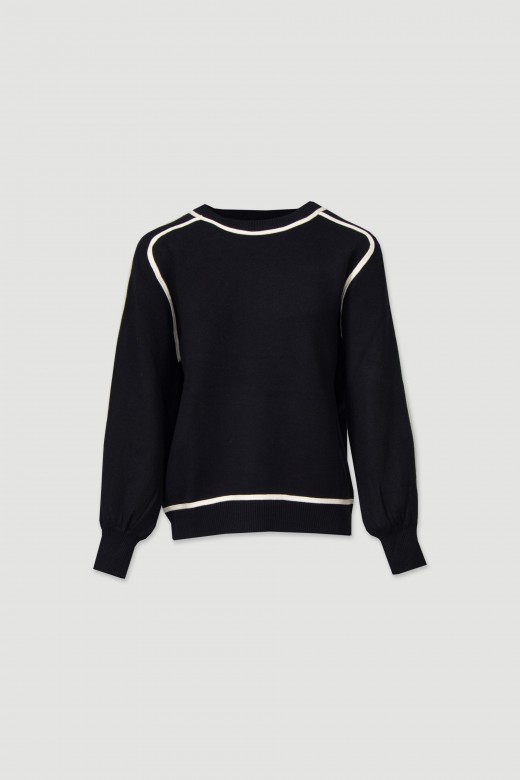 Knit sweater with contrasting detail