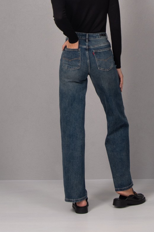 Jeans straight taille haute