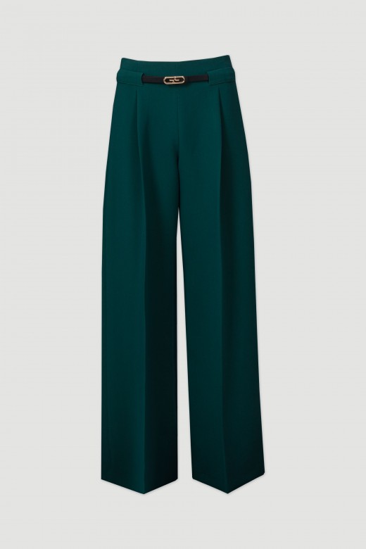 Wide-leg trousers with belt