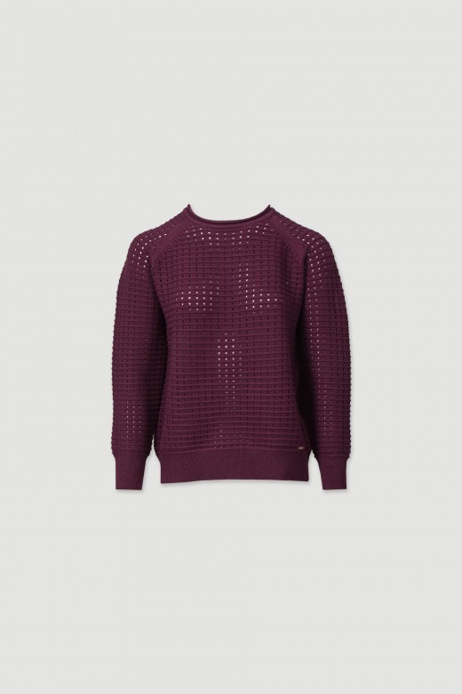 Perforated knit sweater