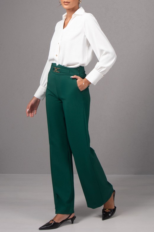 Wide-leg trousers with metal detail