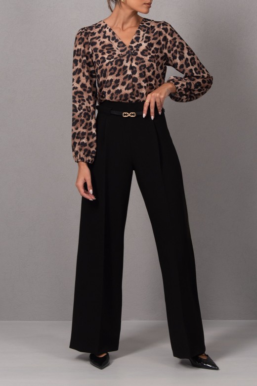 Pantalon palazzo avec ceinture