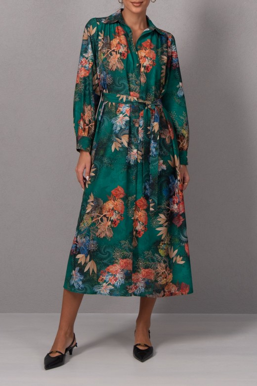 Printed midi shirt dress