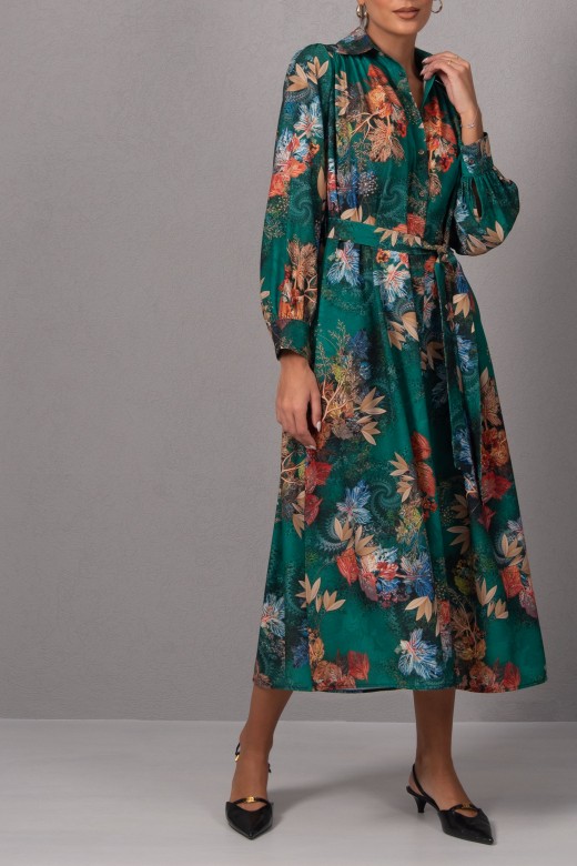 Printed midi shirt dress