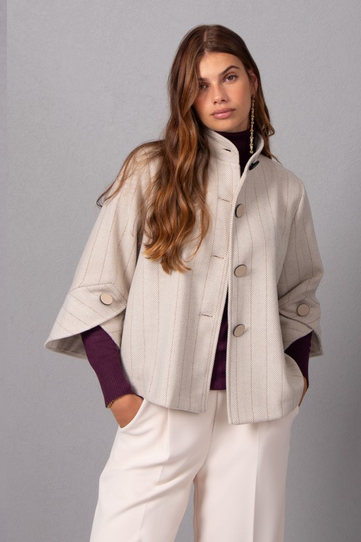 Short striped twill coat