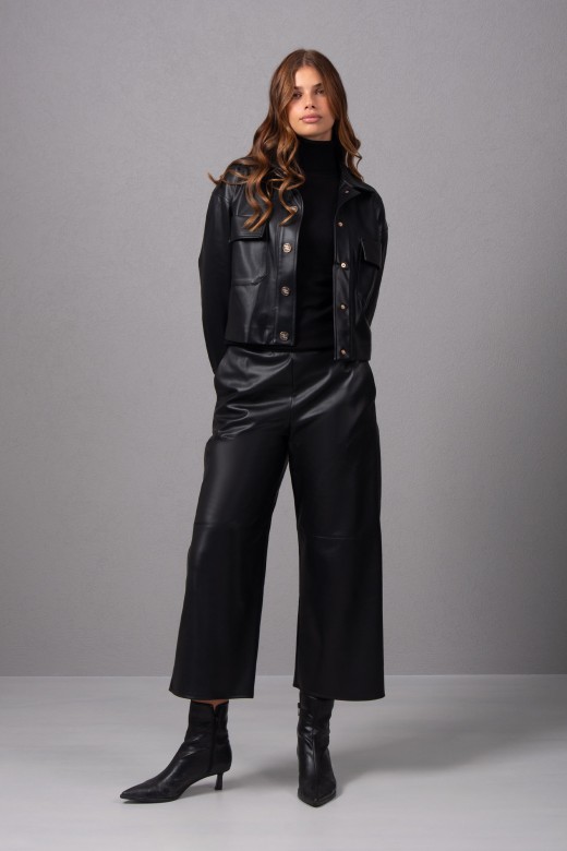 Pantalon culotte en cuir synthtique