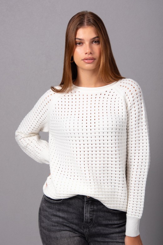 Perforated knit sweater