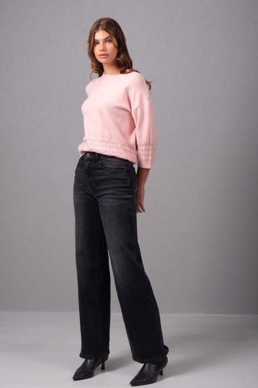 Wide--leg jeans de cintura alta