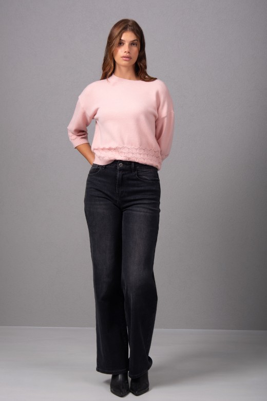 Wide--leg jeans de cintura alta