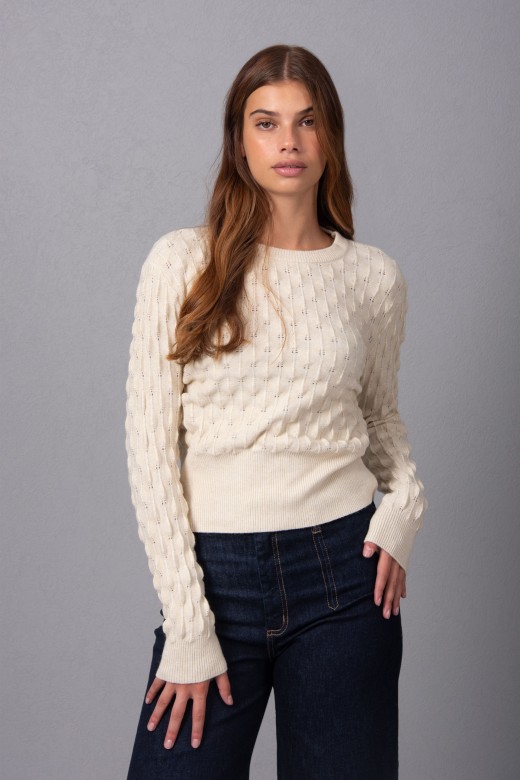 Knitted sweater with intricate detailing