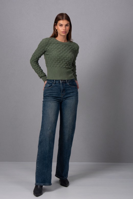 Knitted sweater with intricate detailing