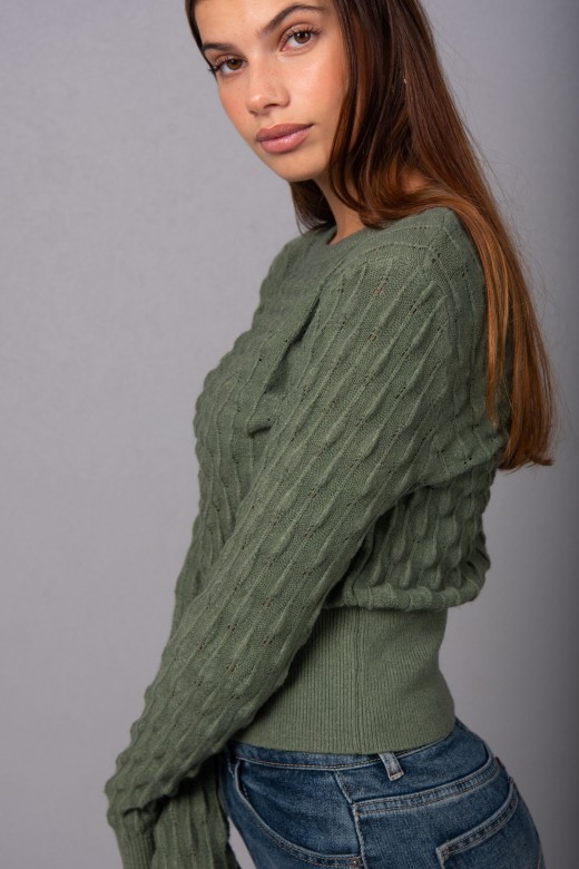 Knitted sweater with intricate detailing