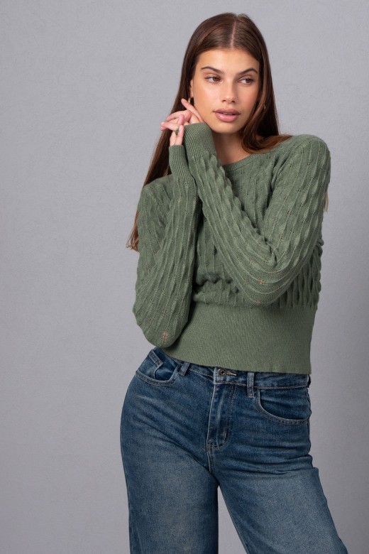 Knitted sweater with intricate detailing