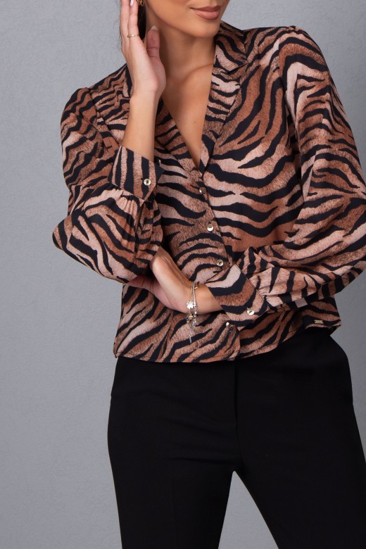 Cropped animal print blouse