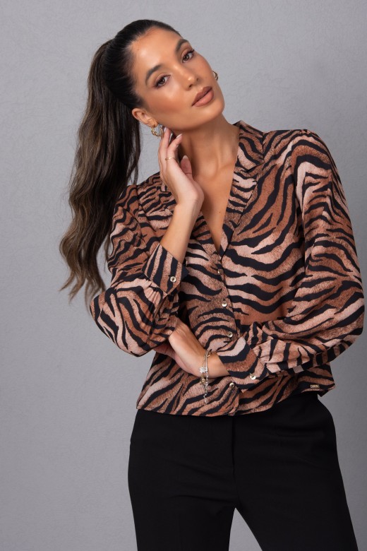 Cropped animal print blouse